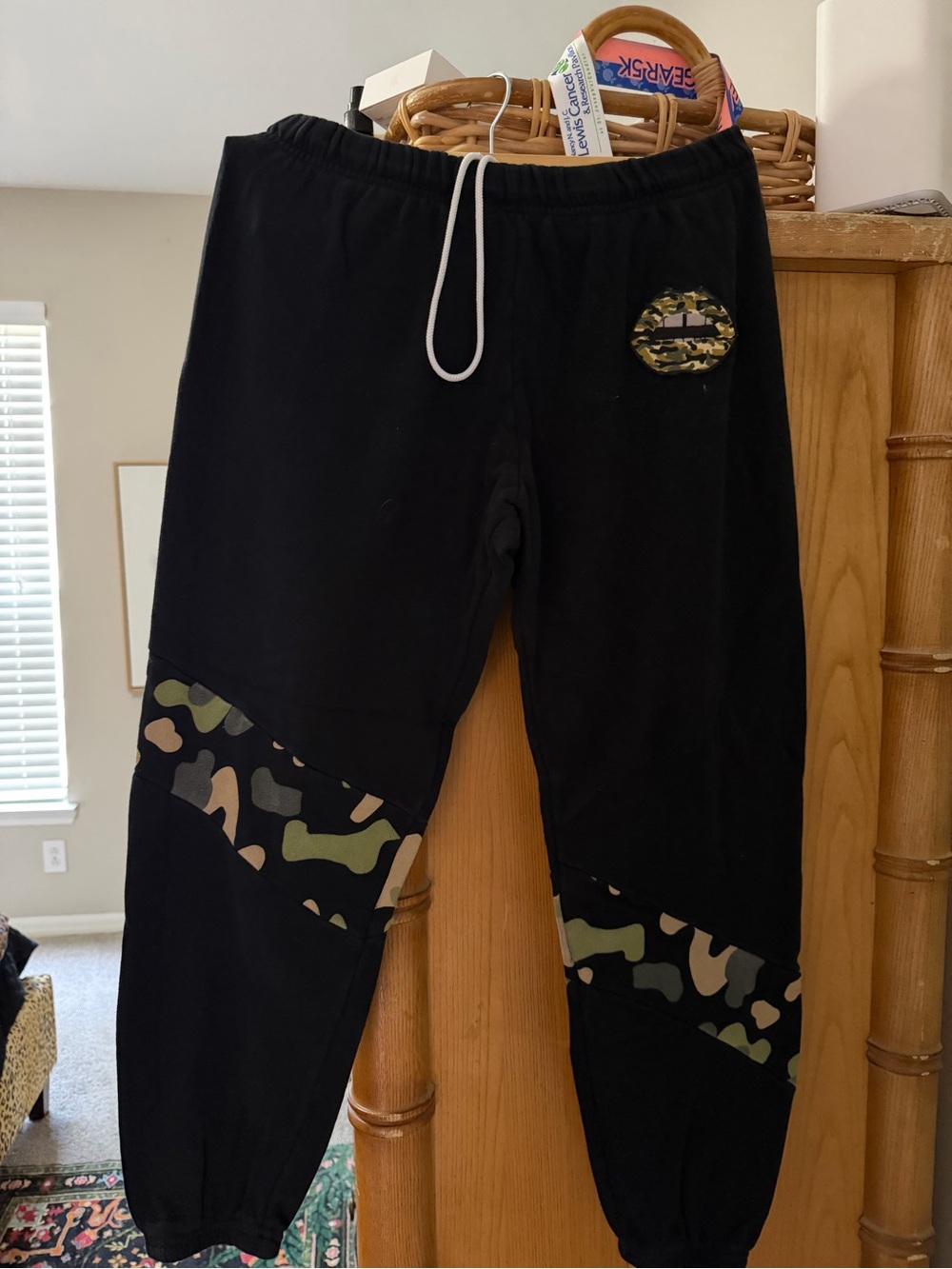 Lauren Moshi Black Joggers with Camo Panels